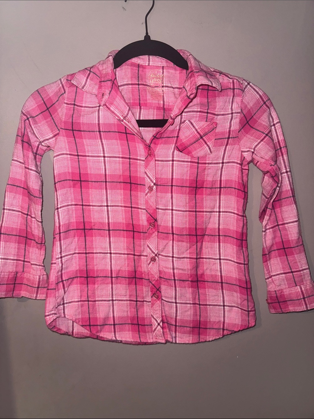 Pink Plaid Flannel Button-Up Girls Shirt